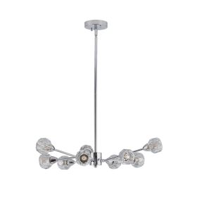 28" Modern Crystal Chandeliers, 9 Lights Chrome Chandelier for Living Room Bedroom, Dining Room Chandelier Over Table