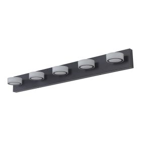 37" Modern 5-Light LED Vanity Light, Sleek Black Bathroom Wall Light Fixture for Mirror, Shower, and Bathroom Decor