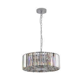 17" Chrome Crystal Pendant Chandelier, Modern Hanging Light Fixture with Adjustable Height, 4-Light E26 Base for Living Room, Dining Room