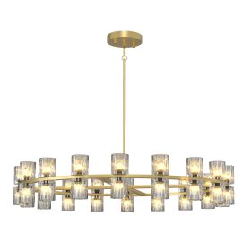 Modern 36" Gold Round Chandelier Light Fixture, K9 Crystal Chandeliers for Dining Room, Living Room, Dining Room Chandeliers Over Table