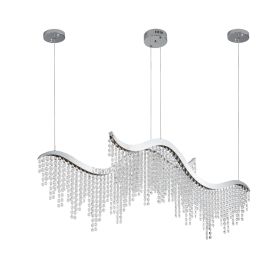 36-inch Modern Wave LED Crystal Chandelier - Adjustable Color Temperature 3000K/4000K/6000K - Adjustable Height - Elegant Chandelier for Living R