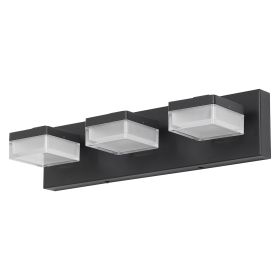 Modern Led Vanity Light for Bathroom Transparent Acrylic Matt Black 3 Light Over Mirror Vanity Light