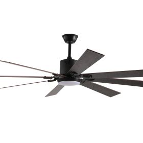 72" Walnut LED Ceiling Fan Light with 8 Wooden Blades, Remote Control, Adjustable Color Temperature for Living Room, Bedroom