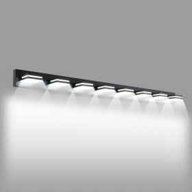 Modern Black LED Vanity Light, 8-Lights Wall Sconce for Bathroom and Mirror, Sleek Minimalist Design, Energy-Efficient, Easy to Install