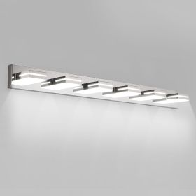 Modern Chrome LED Vanity Light, 6-Lights Wall Sconce for Bathroom and Mirror, Sleek Minimalist Design, Energy-Efficient, Easy to Install