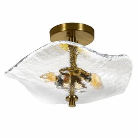 16.5" Glass Semi Flush Mount Ceiling Light Fixture, 2-Lights Close to Ceiling Light