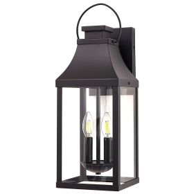 20'' Outdoor Wall Light, Porch Light Outdoor Wall Sconce Lantern, 2-Light Modern Black Exterior Lighting Fixture Wall Mount