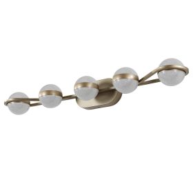 Bathroom Vanity Light, LED 5 Bulb Crystal Sand Acrylic Shades, Wall Mounted Decorative Lighting Fixture