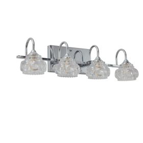 23" Nickel Finish Vintage Crystal Vanity Light - Elegant 4-Light Bathroom Mirror Fixture with Clear Glass Shades (No Bulbs)