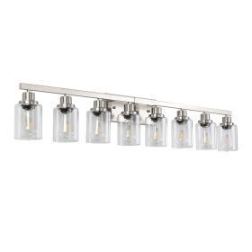 51" Modern 8-Light Bathroom Vanity Light Fixture - Brushed Nickel Finish with Clear Glass Shades, Perfect for Bathroom, Vanity