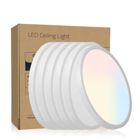 6PK 12 in. LED Flush Mount Ceiling Light Fixture - 2880 Lumens, 5 CCT 2700K/3500K/40000K/5000K/6500K, Round Color Selectable Panel Light, Dimmabl