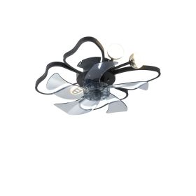 19.7 Inch Light Ceiling Fan with Lights Remote Control with Modern Butterfly Design Styling, Black, Fan for Bedroom, Living Room, Timing Function