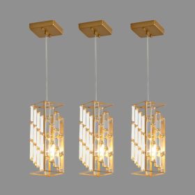 4" Modern Crystal Pendant Light - 3 Pack, Adjustable Hanging Ceiling Lamp with Crystal Prism Design for Dining Room, Kitchen Island