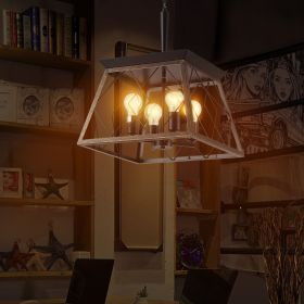 (Same as W1340111204/L1010) 16" Black Gold Industrial 4-Light Pendant Chandelier, Modern Metal Cage Design, Adjustable Hanging Light for Dining R