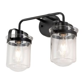 ll Sconces Set of 2 with Clear Glass Shade,Modern ll Sconce, Industrial Indoor ll Light Fixture E26 Socket[No Bulb][Unable ship on weekends