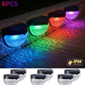 12 PCS RGB Solar Fence Lights,Deck Lights Solar Powered Outdoor Waterproof Fence Lighting For Fence Deck Step Stair Post Wall. (Option: 6Pcs)