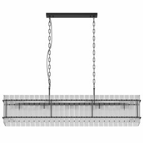 Modern Rectangular Crystal Glass Chandelier (Main Color: Black, Main Material: Iron)