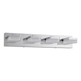 Modern Chrome LED Vanity Light, 4-Lights Wall Sconce for Bathroom and Mirror, Sleek Minimalist Design, Energy-Efficient, Easy to Install (Main Color: Chrome, Main Material: Iron)