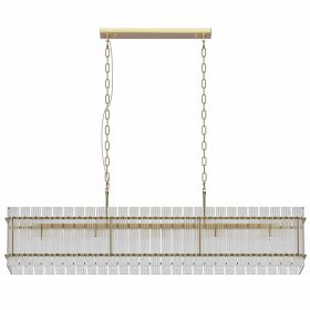 Modern Rectangular Crystal Glass Chandelier (Main Color: Gold, Main Material: Iron)