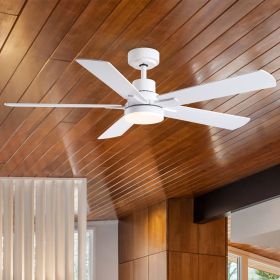 52 in. Integrated LED Farmhouse Indoor/Outdoor White Smart Ceiling Fan with Remote Control (Color: White, Material: Metal+Plywood)